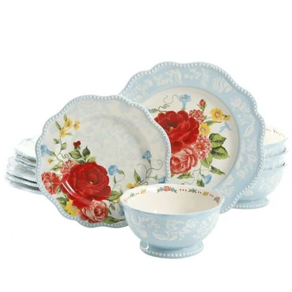 🦋 New Pioneer Woman Sweet Rose Dinnerware Set - 12-Piece Set - Picture 3 of 8